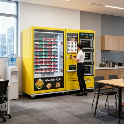 32 اینچ صفحه لمسی ظرفیت بزرگ نیمه خودکار دستگاه جعبه ناهار با 3 فر مایکروویو، برچسب های سفارشی برای کل دستگاه